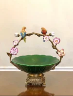 ست شمعدان و میوه‌خوری آنتیک برنزی - تصویر 5