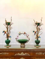 ست شمعدان و میوه‌خوری آنتیک برنزی - تصویر 6
