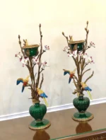 ست شمعدان و میوه‌خوری آنتیک برنزی - تصویر 7