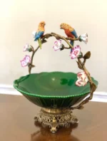 ست شمعدان و میوه‌خوری آنتیک برنزی - تصویر 8