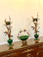 ست شمعدان و میوه‌خوری آنتیک برنزی - تصویر 3