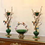 ست شمعدان و میوه خوری آنتیک برنزی (9)