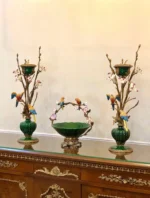 ست شمعدان و میوه خوری آنتیک برنزی (9)