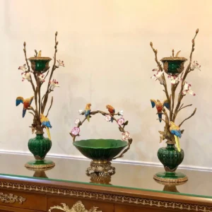 ست شمعدان و میوه خوری آنتیک برنزی (9)